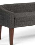 50" Dark Gray and Brown Fabric and Wood Upholstered Bench
