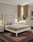 Three Piece White Solid Wood Bedroom Set