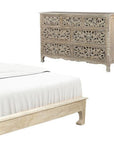 Three Piece Gray Solid Wood Bedroom Set