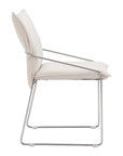 Set of Two Green And Silver Faux Linen And Wood Dining Side Chairs