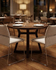 Set of Two Green And Silver Faux Linen And Wood Dining Side Chairs