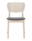 Set of Two Gray And Natural Faux Linen And Wood Open Back Dining Side Chairs