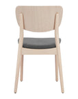 Set of Two Gray And Natural Faux Linen And Wood Open Back Dining Side Chairs