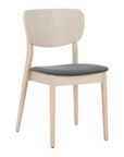 Set of Two Gray And Natural Faux Linen And Wood Open Back Dining Side Chairs