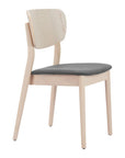 Set of Two Gray And Natural Faux Linen And Wood Open Back Dining Side Chairs