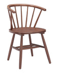 Set of Two Walnut And Brown Solid Wood Windsor Back Dining Side Chairs