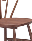 Set of Two Walnut And Brown Solid Wood Windsor Back Dining Side Chairs