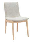 Set of Two Gray And Natural Fabric And Solid Wood Dining Side Chairs