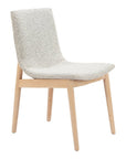 Set of Two Gray And Natural Fabric And Solid Wood Dining Side Chairs