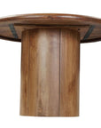 Five Piece Brown Round Solid Wood Dining Set with Four Chairs