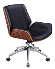 Black Rosewood and Silver Adjustable Height Swivel Rolling Conference Office Chair