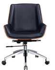 Black Rosewood and Silver Adjustable Height Swivel Rolling Conference Office Chair