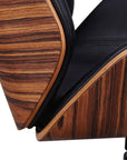 Black Rosewood and Silver Adjustable Height Swivel Rolling Conference Office Chair