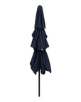 10' Dark Blue Polyester Octagonal Tilt Lighted Market Patio Umbrella