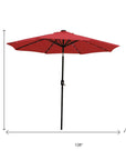 9' Red Polyester Octagonal Tilt Lighted Market Patio Umbrella