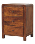24" Chestnut Solid Wood Three Drawer Nightstand