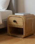 8" Oak Solid Wood Square One Drawer Nightstand