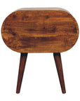 24" Chestnut Solid Wood Oval Two Drawer Nightstand