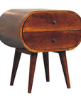 24" Chestnut Solid Wood Oval Two Drawer Nightstand