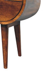 24" Chestnut Solid Wood Oval Two Drawer Nightstand