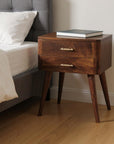 23" Chestnut Solid Wood Two Drawer Nightstand