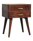 23" Chestnut Solid Wood Two Drawer Nightstand