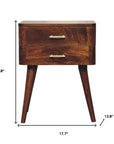 23" Chestnut Solid Wood Two Drawer Nightstand