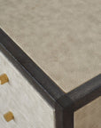 24" Gray And Black Solid Wood And Faux Shagreen Three Drawer Nightstand