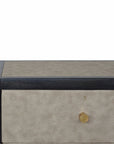 24" Gray And Black Solid Wood And Faux Shagreen Three Drawer Nightstand