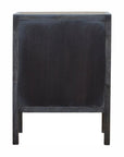 24" Gray And Black Solid Wood And Faux Shagreen Three Drawer Nightstand