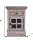24" Gray Solid Wood And Glass Distressed Two Drawer Nightstand