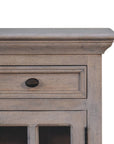24" Gray Solid Wood And Glass Distressed Two Drawer Nightstand