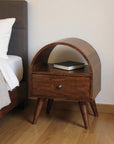 24" Chestnut Solid Wood Oval Top One Drawer Nightstand
