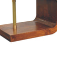 24" Chestnut And Gold Solid Wood Curved Nightstand