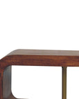 24" Chestnut And Gold Solid Wood Curved Nightstand