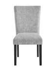 Set of Two Light Gray and Black Upholstered Fabric And Wood Dining Side Chairs