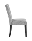 Set of Two Light Gray and Black Upholstered Fabric And Wood Dining Side Chairs