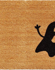 24" X 36" Natural And Black Halloween Ghost Outdoor Coir Door Mat