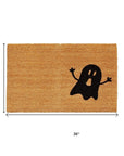 24" X 36" Natural And Black Halloween Ghost Outdoor Coir Door Mat