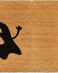 24" X 36" Natural And Black Halloween Ghost Outdoor Coir Door Mat