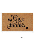 24" X 36" Natural And Brown Thanksgiving Give Thanks Outdoor Coir Door Mat