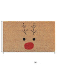 24" X 36" Brown Red And Black Christmas Reindeer Outdoor Coir Door Mat