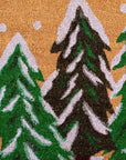 24" X 36" Brown Green And White Christmas Trees Outdoor Coir Door Mat