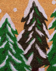 24" X 36" Brown Green And White Christmas Trees Outdoor Coir Door Mat