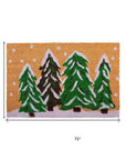 24" X 36" Brown Green And White Christmas Trees Outdoor Coir Door Mat