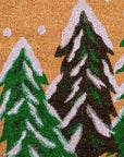24" X 36" Brown Green And White Christmas Trees Outdoor Coir Door Mat