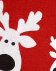 24" X 36" Red White And Black Christmas Reindeer Outdoor Coir Door Mat