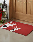 24" X 36" Red White And Black Christmas Reindeer Outdoor Coir Door Mat