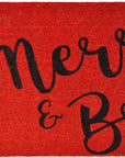 24" X 36" Red and Black Coir Merry and Bright Outdoor Christmas Door Mat