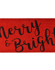 24" X 36" Red and Black Coir Merry and Bright Outdoor Christmas Door Mat